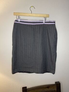 D Studio womens black Skirt size 14 Pinstripe Pink Stripped Work VTG Academia